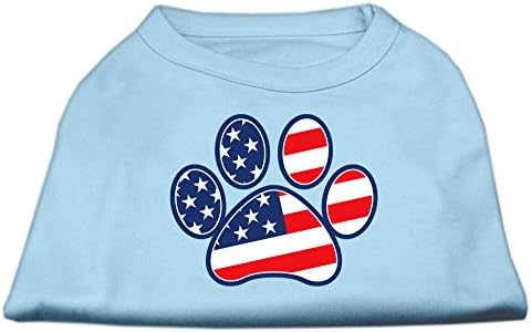Mirage Pet Patriotic Paw Scree Shirt חולצת הדפסת תינוק כחול קטן - 10 L