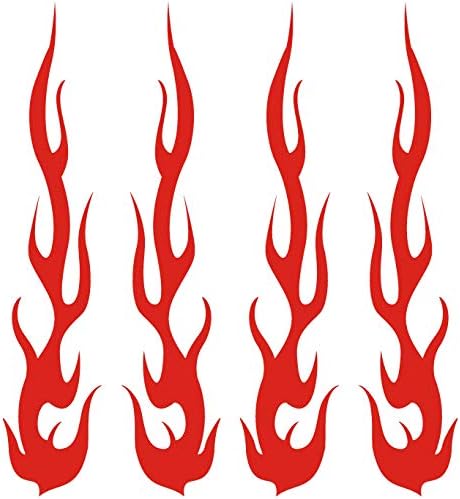אדום חם מוט להבת אש שבטי רטרו רעיוני מדבקות מדבקת קסדת מקל אופניים 1 איקס5 , 4 חבילה
