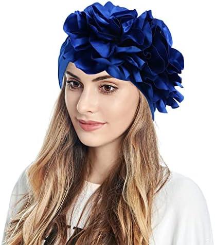 פרחים גדולים מזדמנים פרחים גדולים כובע ראש מוצק. מכסה ראש מכסה טורבן מוסלמי כובע בייסבול רושל עם מחממי אוזניים
