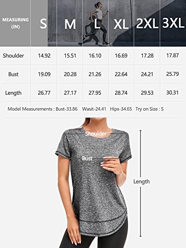 חולצות אימון שרוול קצר של נשים אברואקיות חולצות ספורט יוגה ספורט ריצה כושר יבש