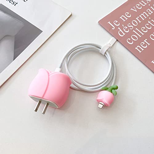 CARRHOHOME מארז מגן חמוד למטען מתאם USB-C של Apple 20W, כיסוי מגן מצויר 3D, שרוול מגן כבלים למטען אייפון