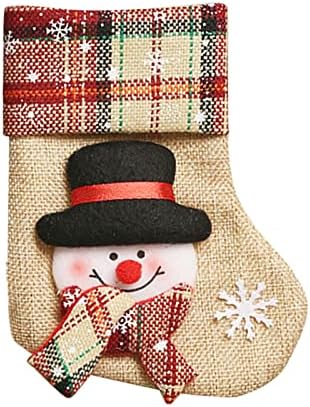 חיקוי לחג המולד קישוטי גרבי פשתן קישוטי סנטה שלג איילים תלויים קישוטי גרבי