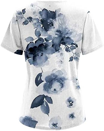 צמרות קיץ לנשים 2023 חולצת כפתור צוואר צוואר וינטג 'חולצות שרוול קצר פרחוני