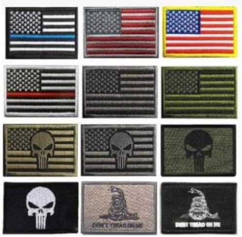RUINUO 12 חלקים טלאי אפליקציות טלאי רקום גולגולת נחש דגל אמריקה דגל אמריקה מורל צבאי תפור על טלאי וו