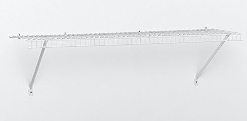מדף קיר Hyloft 777 עם מוט תלוי, 36 x 18, ערכת מדף תיל לבן וארון עם חומרה, 4 רגל. רחב, למזווה,