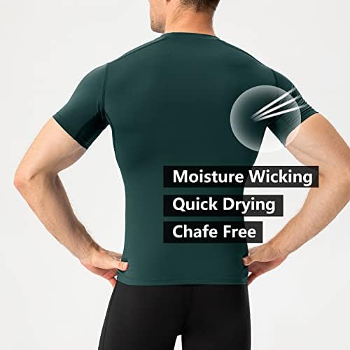 חולצות אתלטיות לגברים דחיסה מפעילה חולצת טריקו שכבתה מהירה התאמה יבש התאמה אימון שרוול קצר גופיות