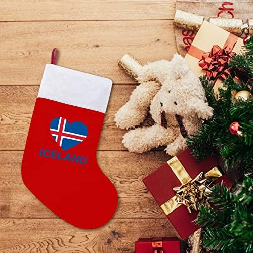 אהבה איסלנד גרבי חג המולד אדום קטיפה עם תיק ממתקים לבן קישוטי חג המולד ואביזר מסיבות משפחתיות