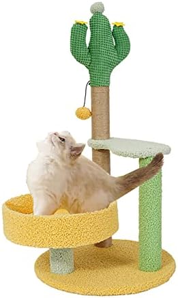 חתול עץ עבור מקורה חתולים-30 אינץ חמוד קטן קקטוס סיסל גרוד עם קטיפה מיטת עבור קיטי