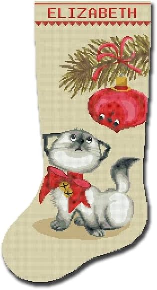 ערכות תפר צלב למבוגרים, חותמת אישית גרבי חג המולד קישוטי וינטג ' חתול חמוד, רקמה נספרה דפוסי תפר צולבים קלים