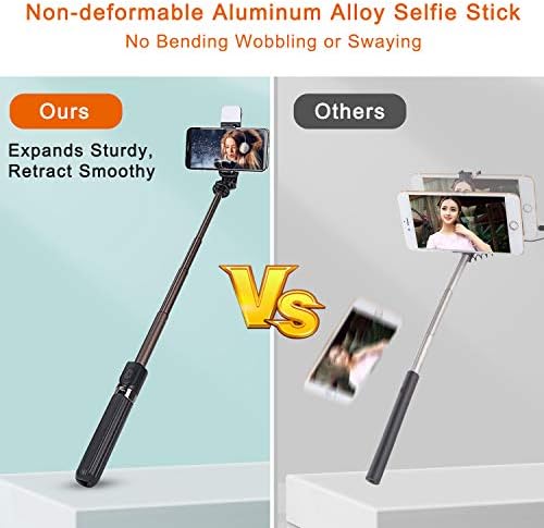 חצובה של Selfie Stick עם מילוי אור ו Bluetooth אלחוטי מרוחק ונייד חצובות טלפון סלולרי לאייפון טלפון אנדרואיד