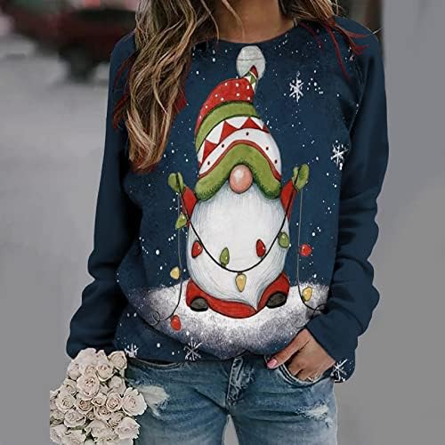 חולצות חג מולד של שלג חמוד לנשים שרוול ארוך שרוול ארוך סווטשירט סווטשירט חידוש מצחיק חג המולד שלג טיז