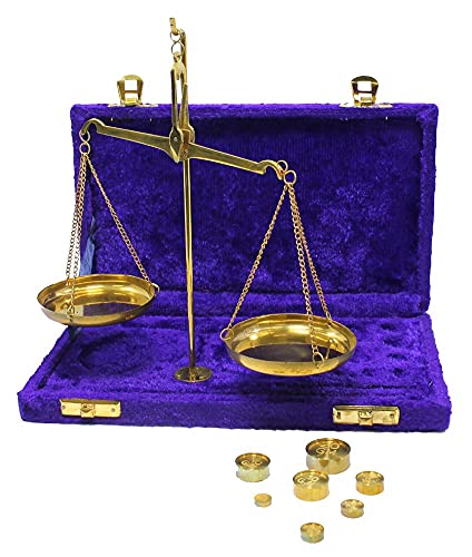 סולם תכשיטי פליז זהב וינטג 'וינטג' עם קופסת קטיפה רמות ראווה של משקל גולדסמית 'וכלי מדידה עם איזון משקל