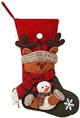 Fqswyr חג המולד גרביים גדולים משובצים עם שקית מתנה לעיצוב גרב קטיפה