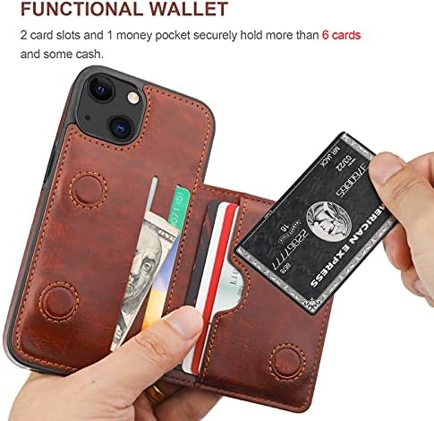 קיהואי תואם לאייפון 13 ארנק מקרה אשראי כרטיס מחזיק, פרימיום עור רגלית עמיד עמיד הלם מגן כיסוי לאייפון