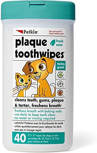 מגבונים לשיניים לחתולים וכלבים של פטקין, 40 מגבונים-פורמולה טבעית מנקה שיניים, חניכיים ומרעננת נשימה-לשימוש
