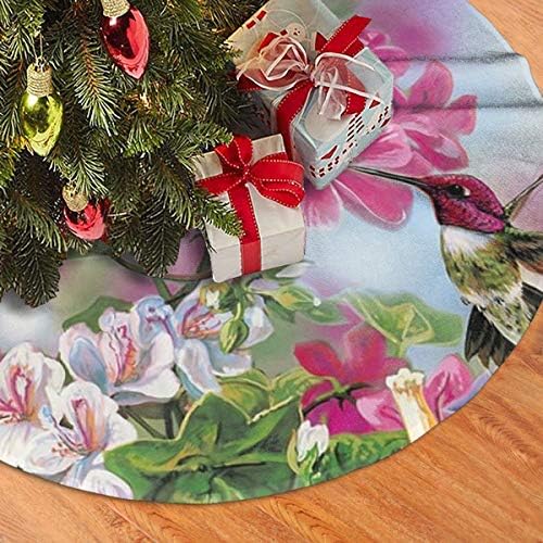 Lveshop Hummingbird פרחים חצאית עץ חג המולד חצאית יוקרה עגולה מחצלת חיצונית מקורה קישוטי עץ