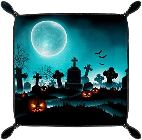 Lyetny Halloween Night Kemetery Cemetery מארגן ירח מגש אחסון תיבת מיטה מיטה קאדי שולחן עבודה מגש החלפת