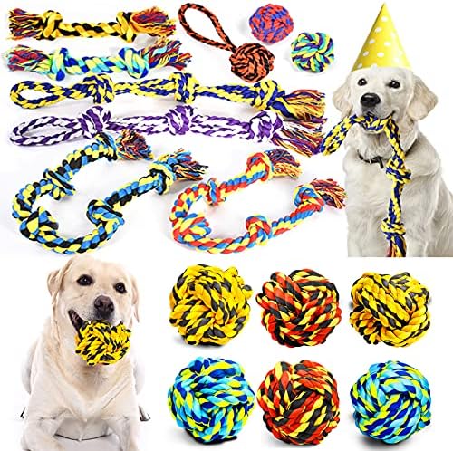 Sharlovy XL Dog Chew צעצועים לעיסות אגרסיביות, צעצועי כלבים קשוחים לעיסות אגרסיביות גזע גדול, 5 קשרים צעצועי