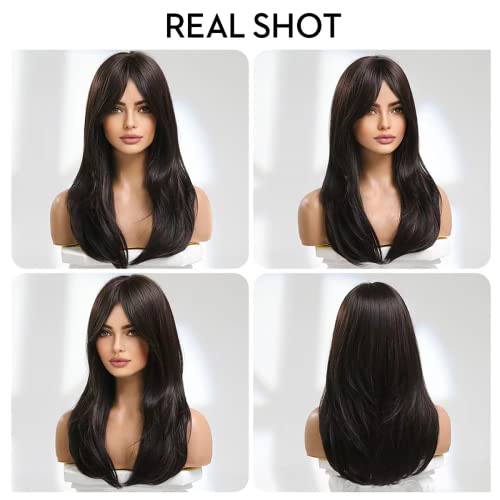 שחור פאה שיער טבעי ארוך מתולתל פאה עבור נשים סינטטי אומברה פאות, צפיפות גבוהה תחרה מול פאות, חום עמיד, טבעי