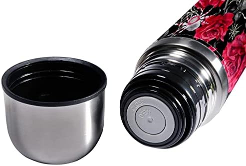 SDFSDFSD 17 גרם ואקום מבודד נירוסטה בקבוק מים ספורט ספורט קפה ספל ספל ספל עור אמיתי עטוף BPA בחינם, פרח