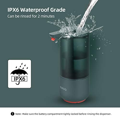 SVAVO מתקן סבון נטול מגע 8.42OZ/250 מל, IPX6 סוללה אטומה למים מופעל על פי מתקן סבון אוטומטי עם מצב נקי לחדר