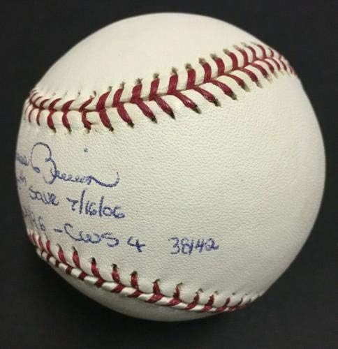 Mariano Rivera חתום על MLB בייסבול 400 שמור ותאריך חתימה Hof Steiner /42 - כדורי חתימה עם חתימה