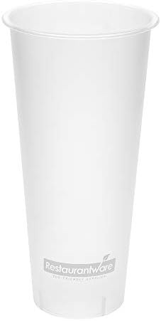 כלי מסעדה בב טק כוסות פלסטיק חלביות 24 אונקיות, 100 כוסות שתייה חד פעמיות-מכסים הנמכרים בנפרד,