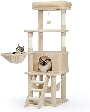 פקולטי 56 סנטימטרים חתול עץ, רב-רמת חתול מגדל עבור מקורה חתולים עם גדול חתול דירה, עמוק ערסל, גרוד