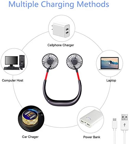 מאוורר אישי נייד של Gonoker, חינם אישי אישי USB נטען מאוורר ספורט מתכוונן עם ראש רוח כפול 360 מעלות ו