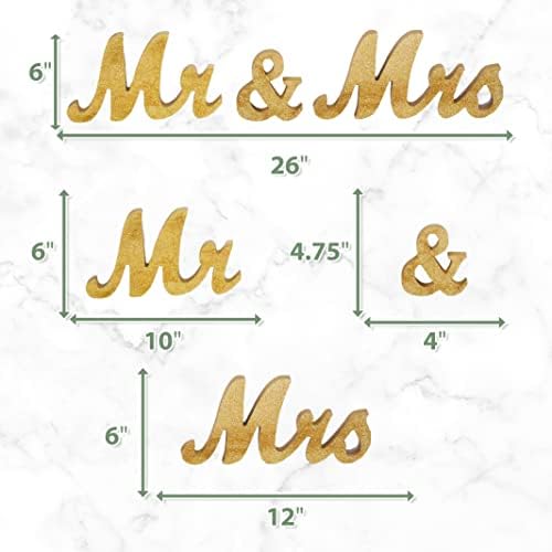 המנדלה מלאכות מר וגברת סימן לחתונה שולחן-מר וגברת סימן חתונה קישוטי סט - זהב מר גברת סימן עץ חתונה סימן מתוקה