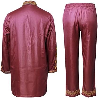 טידוארסה אפריקאי גברים של בגדים, ארוך שרוול זהב רקמת כפתור עד חולצה ומכנסיים גברים של 2 חתיכה דאשיק תלבושת