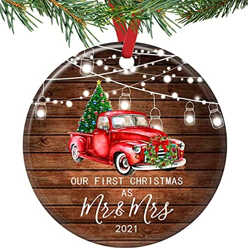 חג המולד כקישוט מר גברת 2021 גרגר עץ עץ חג המולד טנדר אדום עולם ישן שלט קישוט לחג המולד של זרי קישוטי