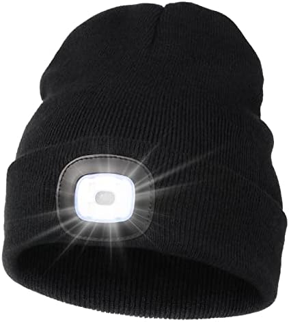 כובע כפה יוניסקס עם כובע פנס LED נטען קליל, כובע פנס LED חופשי, כובע פנס כובע כפפה סרוג, מתנות לגברים