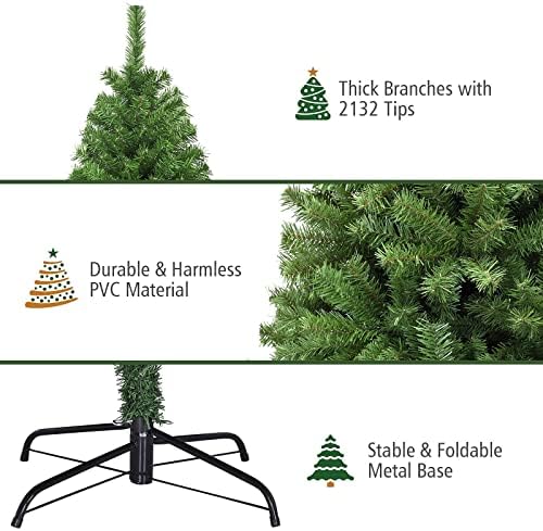 עץ חג המולד מלאכותי של NBLD 9ft, לא מוארת עץ חג המולד של אשוחית קלאסית מלאה w/2132 PVC, קל
