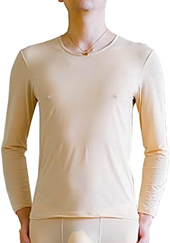 גברים של אייהו רואים דרך שכבת בסיס תרמית צווארון עגול קל משקל שרוול ארוך חולצות נמתחות חולצות