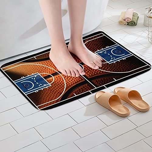 ספורט כדורסל מחצלות אמבטיה סופר קטיפה, הדפסת מגרש כדורסל 3 ד', שטיח שטיח קטיפה לאמבטיה, שטיחי רצפת חדר אמבטיה מקלחת