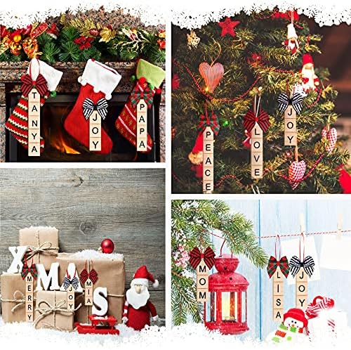 200 חתיכות חג המולד אותיות עץ אריחי עבור קישוטי עץ חג המולד,חג המולד אישית שם תגיות מלאכות