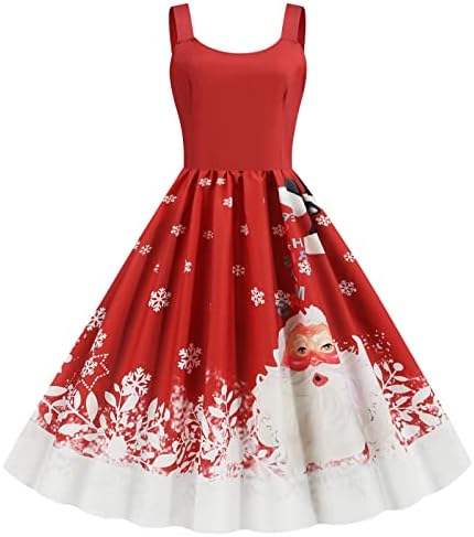 חג המולד נדנדה שמלות לנשים 1950 בציר רוקבילי לנשף שמלות ללא שרוולים קוקטייל המפלגה קלע חצאית שמלה
