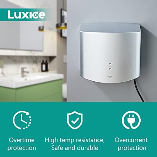 מייבש יד Luxice למסחר חדר אמבטיה ביתי - מייבשי יד אוויר אוטומטיים חשמליים, LX -3861 כסף