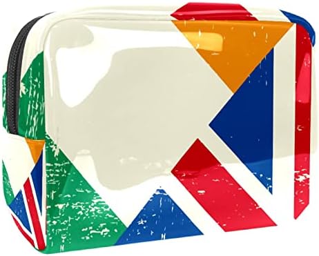 תיק קוסמטי של Tbouobt לנשים, תיקי איפור מרווחים לטיולי טואלט מתנה לטיולים, דגל אירי ודגל בריטי