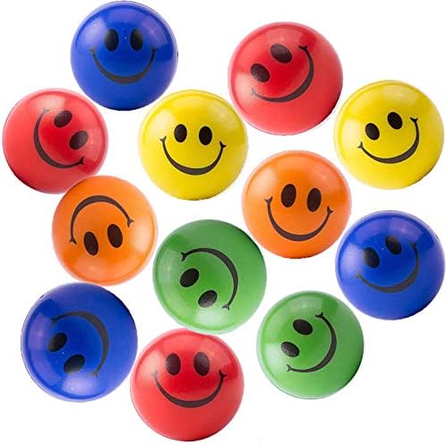 AKUSETY NEON חיוך צבעוני מצחיק כדור מתח כדור לחץ - חיוך שמח פנים פנים צעצועים כדורי לחץ אריזה בתפזורת