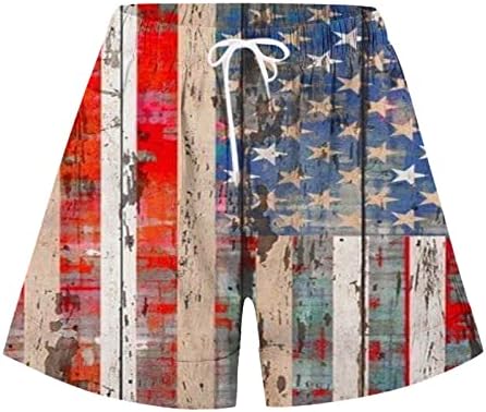 Oplxuo נשים יום עצמאות מכנסיים קצרים מזדמנים המותניים המותניים האמריקא