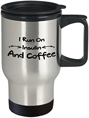 סוכרת סוכרת ספל נסיעות קפה הכי טוב מצחיק כוס תה סוכרתית מצחיקה רעיון מושלם לגברים נשים אני רץ על אינסולין