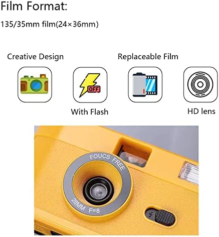 לשימוש חוזר / לטעון מחדש אנלוגי 135/35 ממ סרט, מתנות יצירתי בציר סרט מצלמה עם פלאש, לילדים ומבוגרים כמו צהוב-צהוב