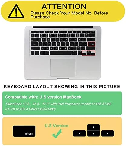 עור מקלדת סיליקון באנגלית עור עבור MacBook Air 13 אינץ 'A1466 A1369 & MacBook Pro 13 15 17