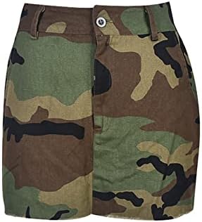 חצאית מיני של מוליסרי לנשים הסוואה של מטען הדפס סקסי הסוואה גבוהה מותניים א-קו חצאית קצרה עם רוכסן