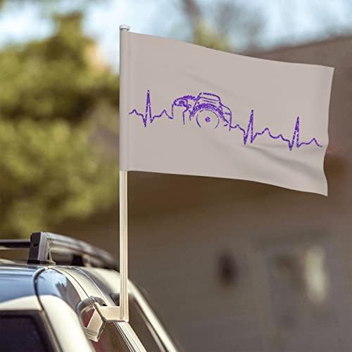 דגל מכונית פעימות לב צלם 12 × 18 אינץ 'קליפ קליפ באנר רכב תליון רכב רכב קישוט חיצוני