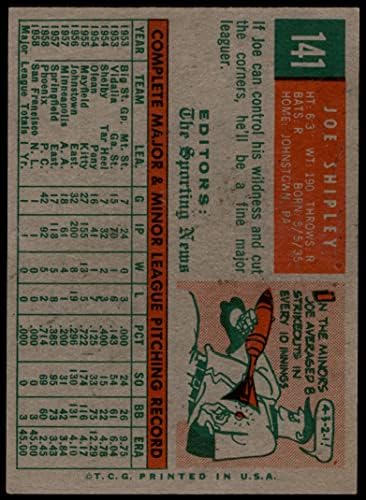 1959 Topps 141 ג'ו שיפלי סן פרנסיסקו ענקים כרטיסי דיקן 5 - Ex Giants