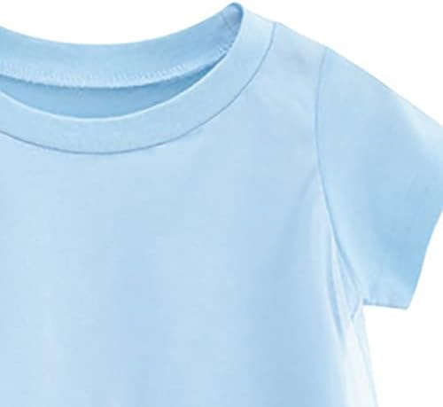 Qvkarw בנות שמלת קיץ צבע אחיד צבע שרוול קצר חצאית צוואר צוואר ללא טיול מזדמן ל -1 עד 8 קיץ תינוקת