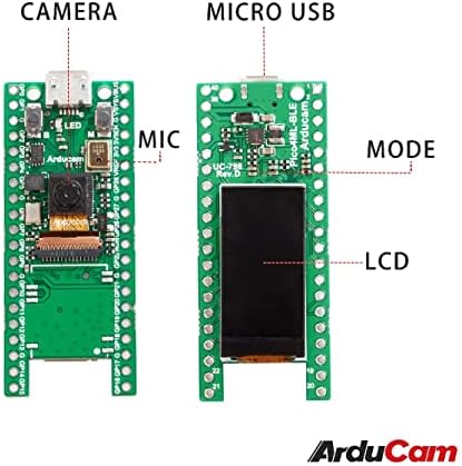 ערכת dev arducam pico4ml tinyml dev, RP2040 לוח W, HM01B0 מצלמה, מסך LCD, אודיו המשולב, כפתור איפוס ועוד